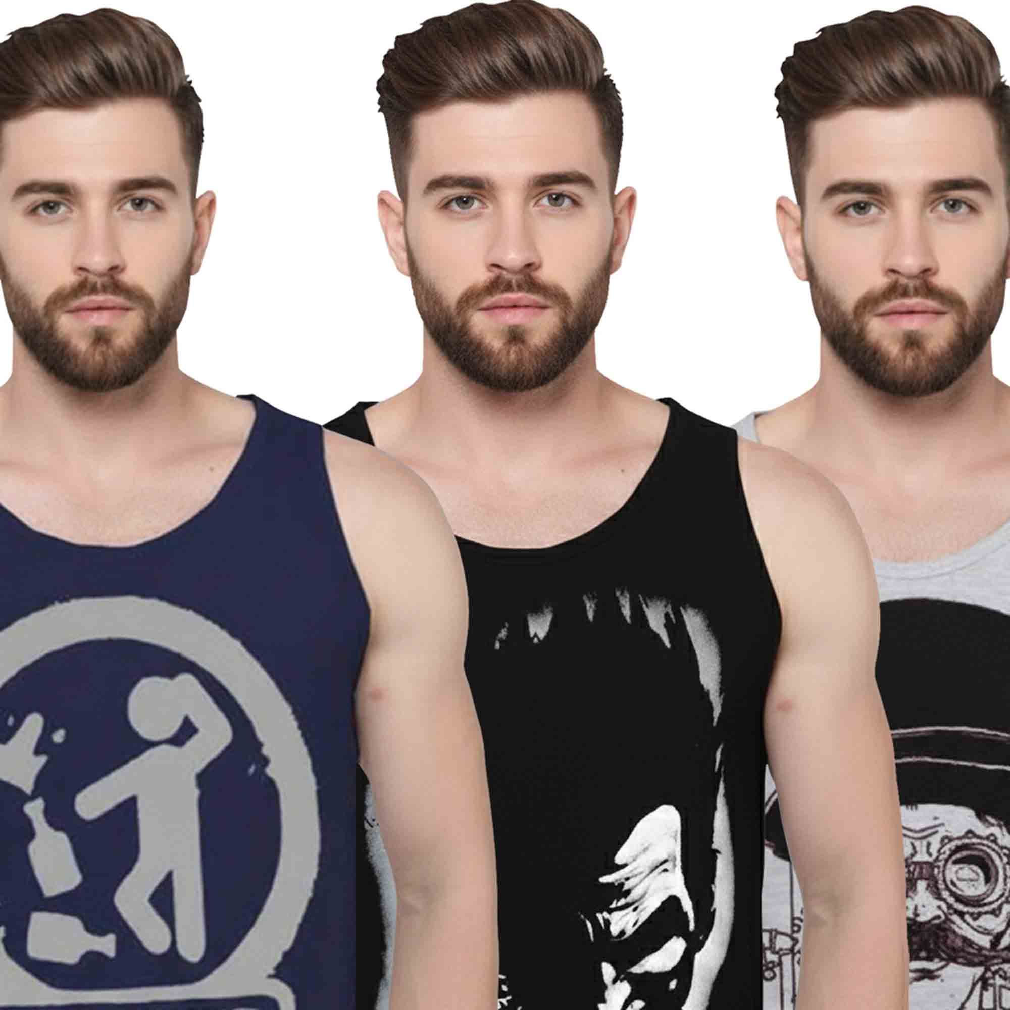 Men Vest  Printed (Pack of 3)