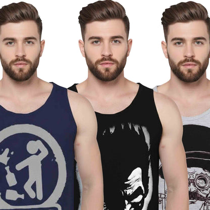 Men Vest  Printed (Pack of 3)