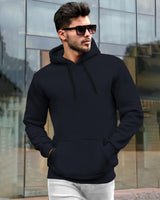 Mens Plain Sweatshirt Side Pockets with Hooded / Navyblue