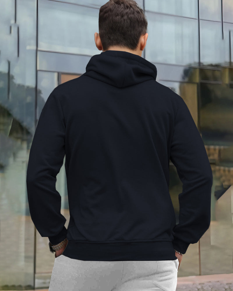 Mens Plain Sweatshirt Side Pockets with Hooded / Navyblue