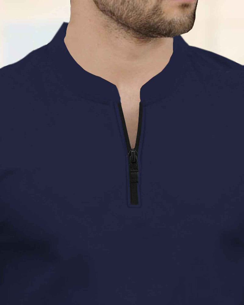 Henley Neck Full Sleeve T-shirt / Navy Blue