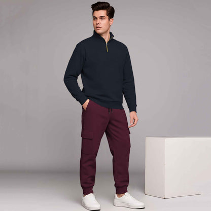 High Neck Sweatshirts and Cargo Joggers Outfit Sets 6 Variants
