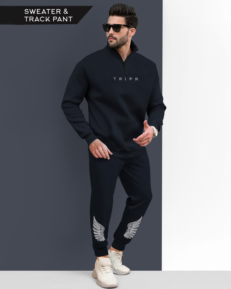 Tracksuit For Men Navy Sweatshirt / Navy Blue Trackpant