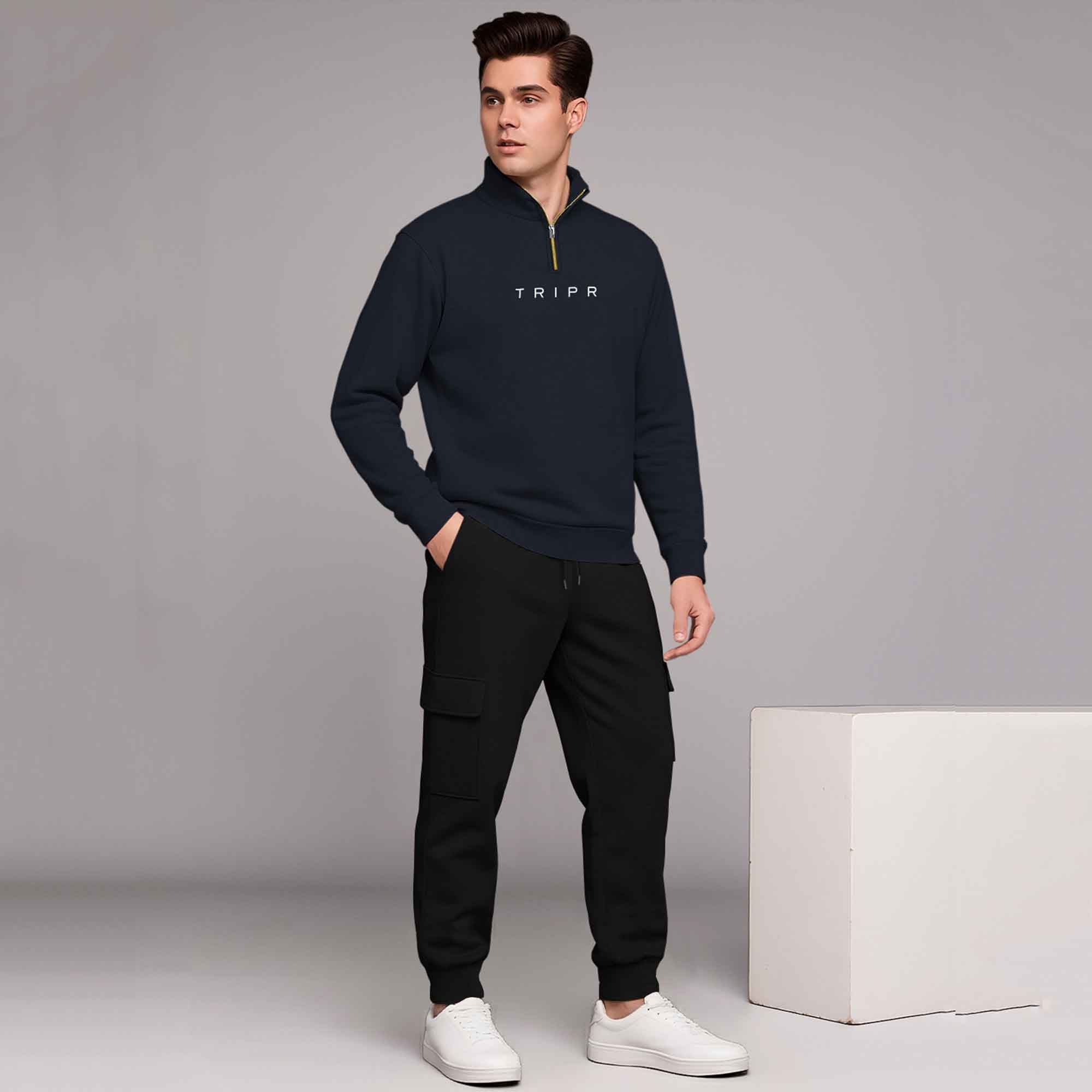 High Neck Sweatshirts and Cargo Joggers Outfit Sets 20 Variants