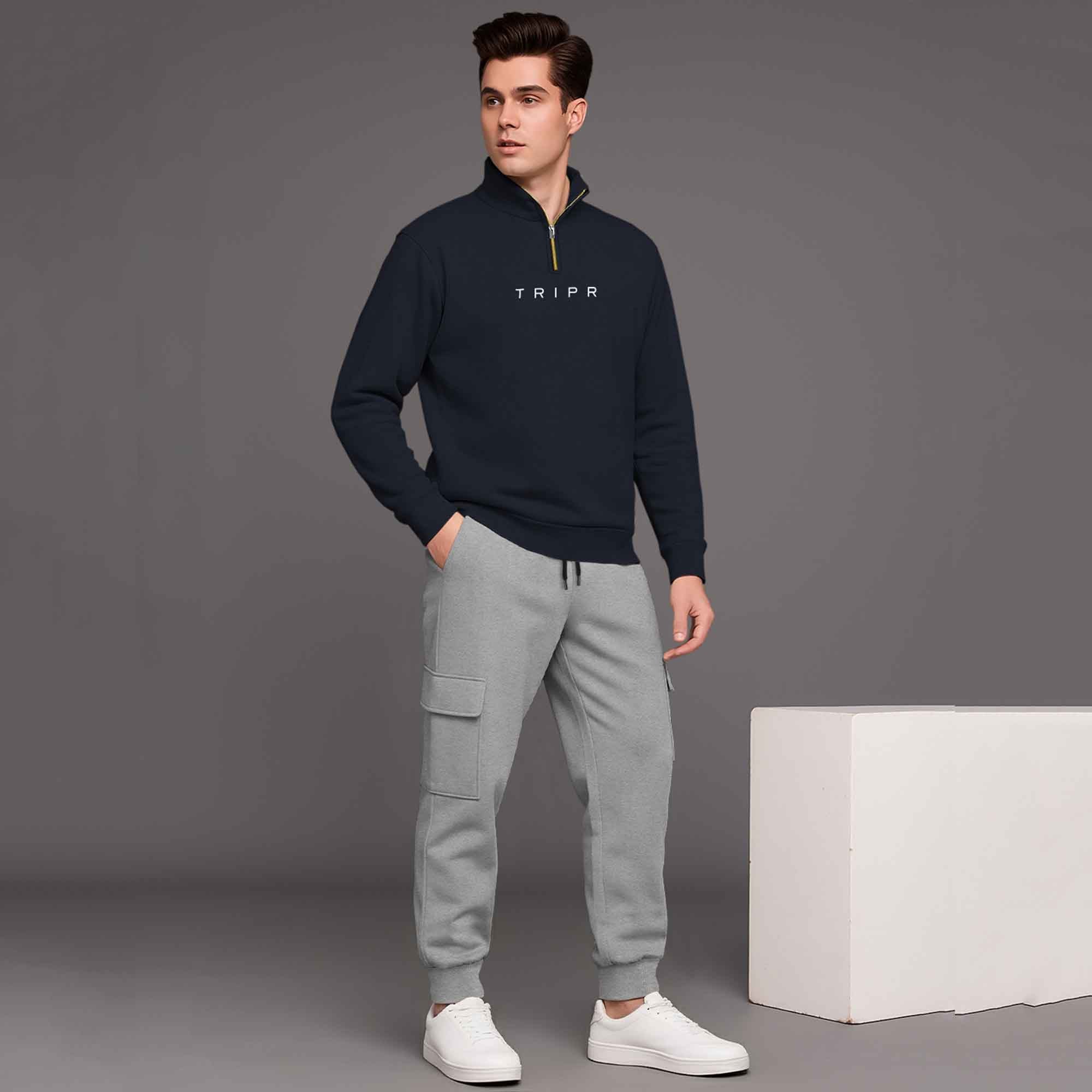 High Neck Sweatshirts and Cargo Joggers Outfit Sets 20 Variants