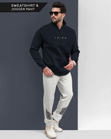 Winter Tracksuit - Navy Blue Sweatshirt & Grey Track Pant