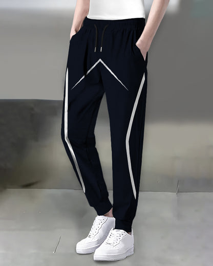 Mens Design Printed Navy Blue Trackpant