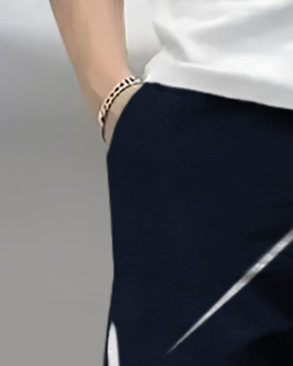 Mens Design Printed Navy Blue Trackpant
