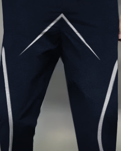 Mens Design Printed Navy Blue Trackpant
