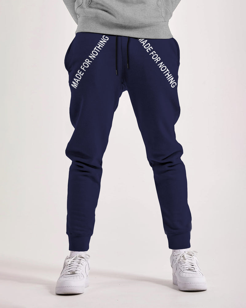 Men Navy Blue Cuffed Loopknit Jogger Pant