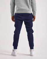 Men Navy Blue Cuffed Loopknit Jogger Pant