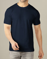 Men's Plain Navy Blue Half Sleeve T-Shirt