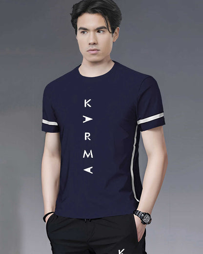 Track Suit For Navyblue Half Sleeve T-shirt With Black Matching Trackpant