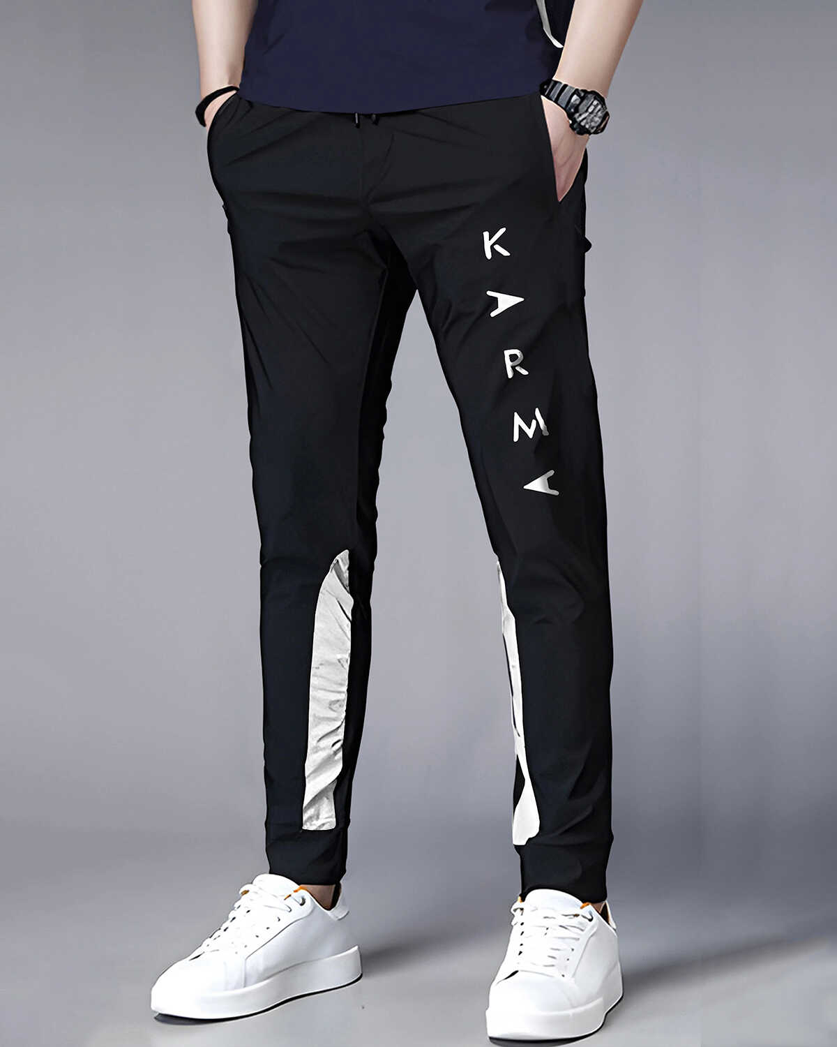 Track Suit For Navyblue Half Sleeve T-shirt With Black Matching Trackpant