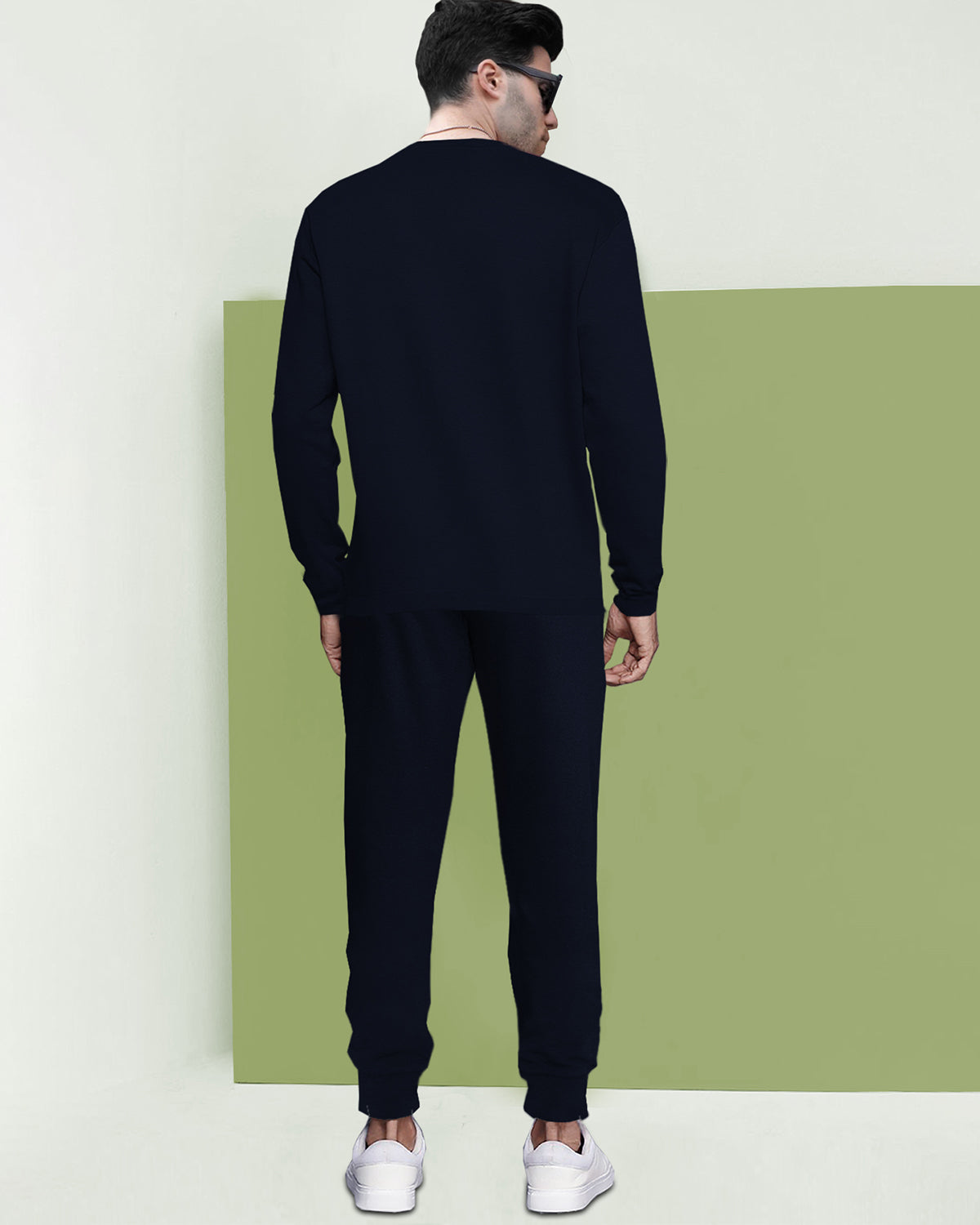 Round Neck Full Sleeve Navy T-shirt with Navy Trackpant Mens Tracksuit
