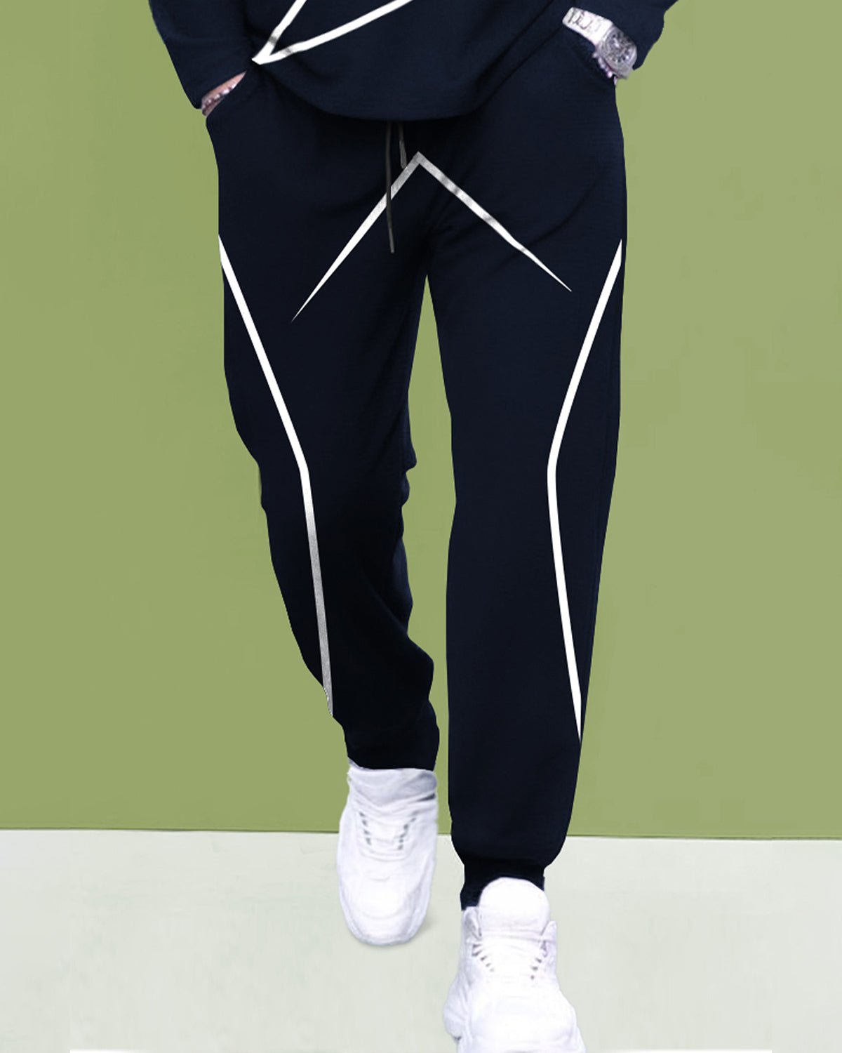 Round Neck Full Sleeve Navy T-shirt with Navy Trackpant Mens Tracksuit