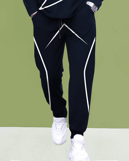 Round Neck Full Sleeve Navy T-shirt with Navy Trackpant Mens Tracksuit