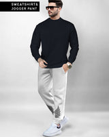 Winter Tracksuit - Navy Blue Sweatshirt & Grey Track Pant