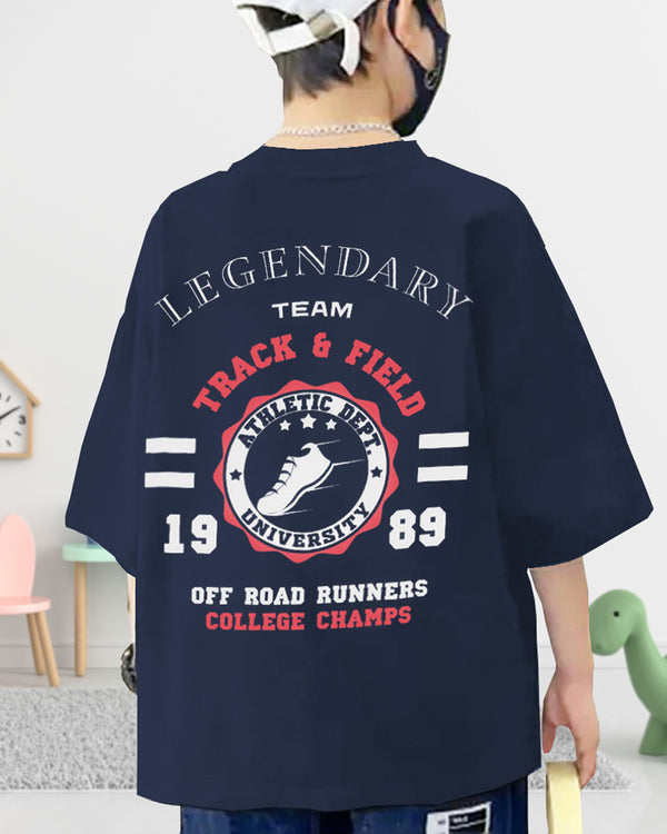 Boys Oversized Legendary Navy Blue T-Shirt