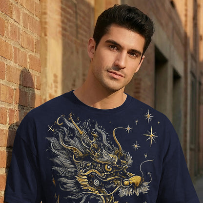 Japanese Dragon Printed Oversized Navyblue Tshirt