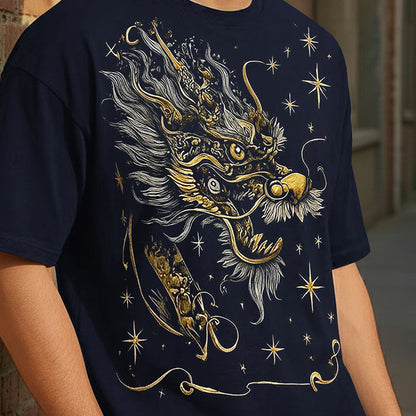 Japanese Dragon Printed Oversized Navyblue Tshirt