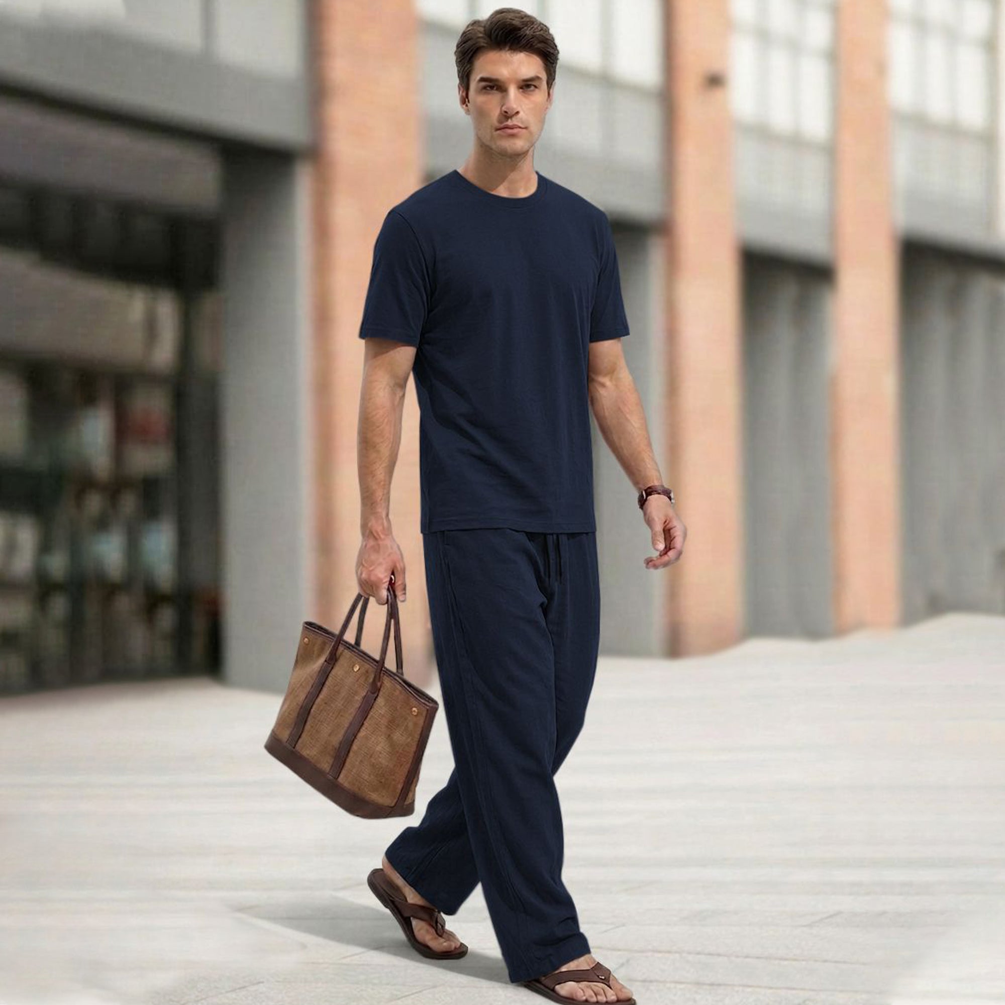 Men Tracksuit Round Neck Plain Tshirts Loose Fit Plain Trackpants