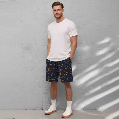 Men Printed Regular Fit Shorts Navyblue