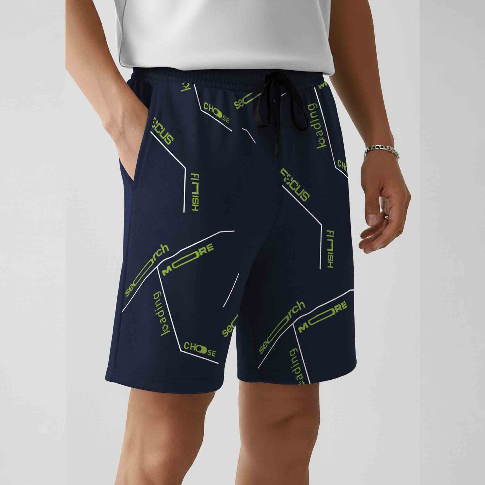 Men Printed Regular Fit Shorts Navyblue