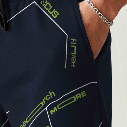 Men Printed Regular Fit Shorts Navyblue