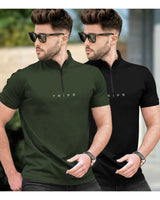 Mens Henely & High Neck Half Sleeve T-shirts (Pack Of 2) - 10 Variants