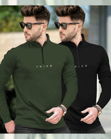 Men Henely & High Neck Full Sleeve T-shirts (Pack Of 2) - 10 Variants