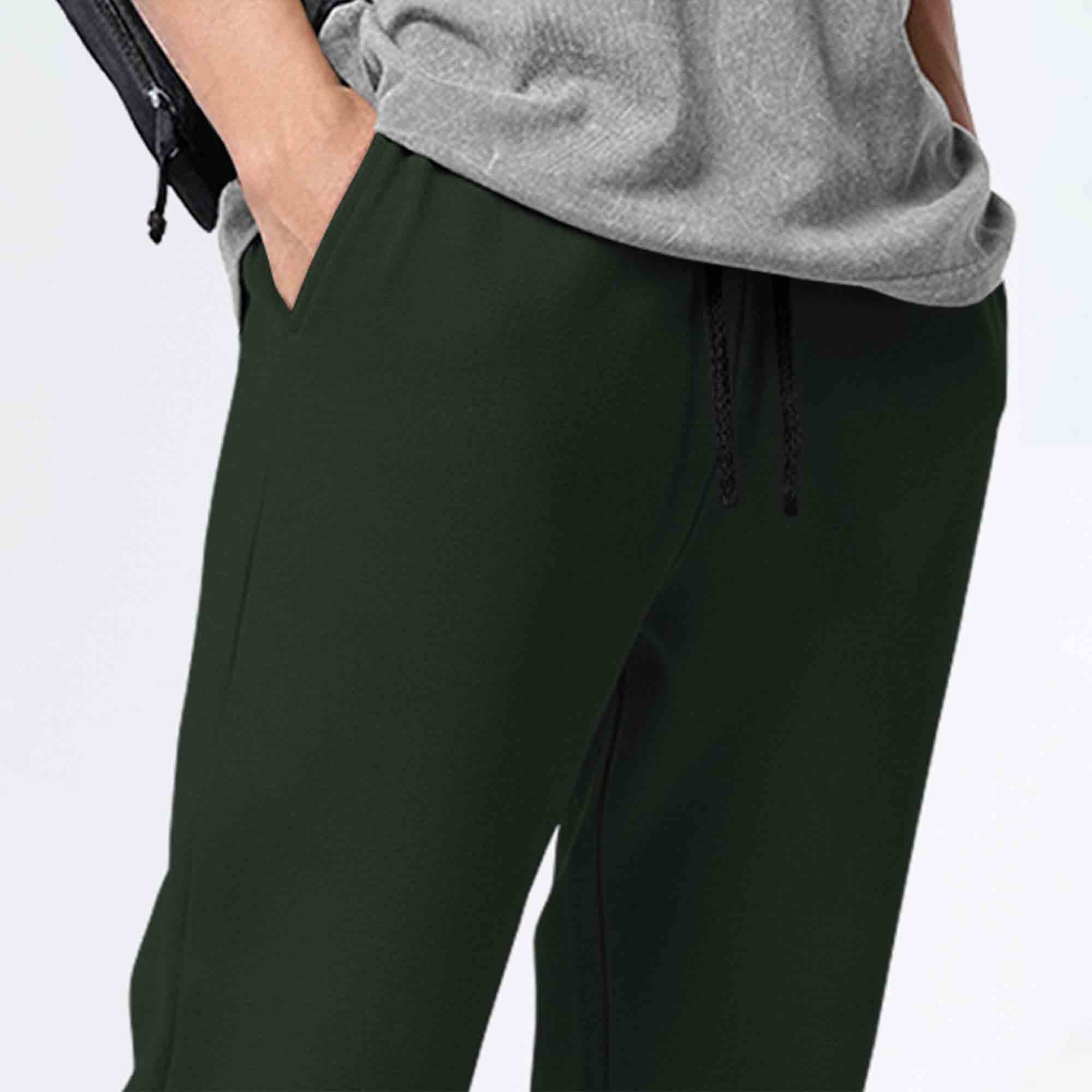 (Pack Of 2) Mens Cotton Blend Solid Olive & Black Joggers