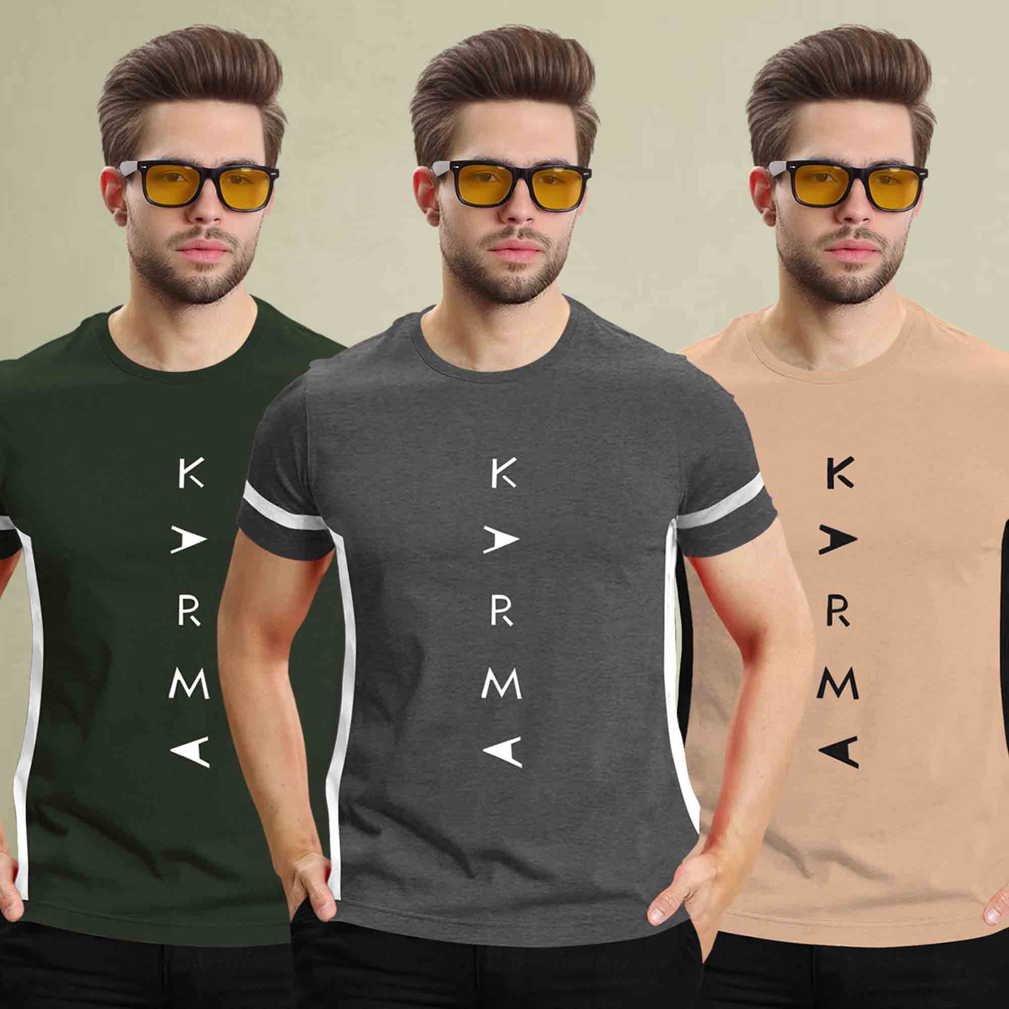 (Pack Of 3) Half Sleeve Printed Tshirts- 17 Variants