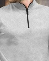 (Pack Of 2) Full Sleeve Men High Neck Plain T-shirts / Olive & Grey