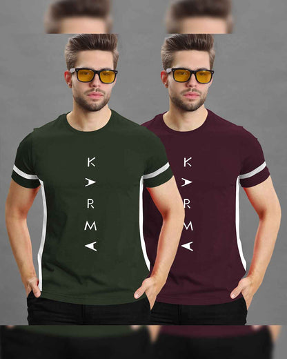 Men Half Sleeve Printed Pack of 2 Combo Tshirts 18 Variants