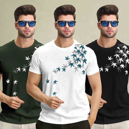 (Pack Of 3) Half Sleeve Printed Tshirts- 12 Variants