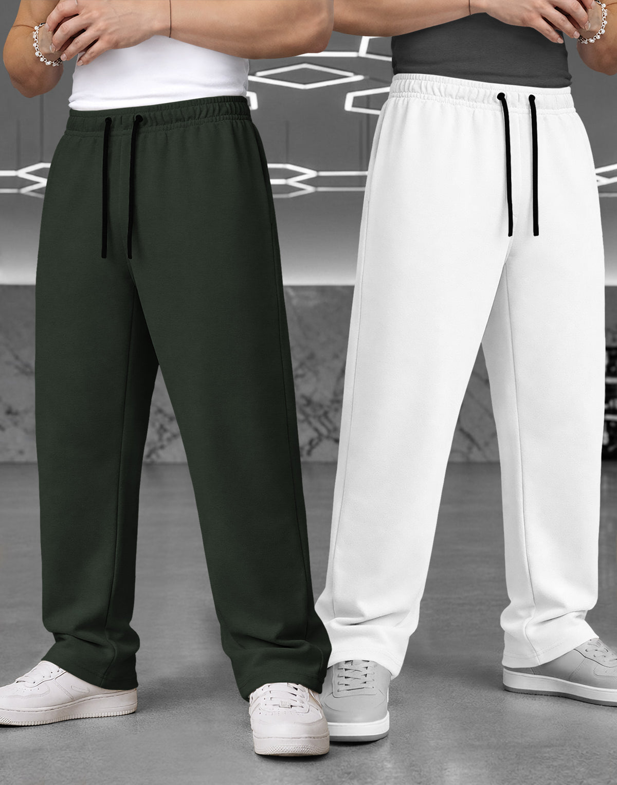 (Pack Of 2) Plain Baggy Fit Trackpants Multicolors