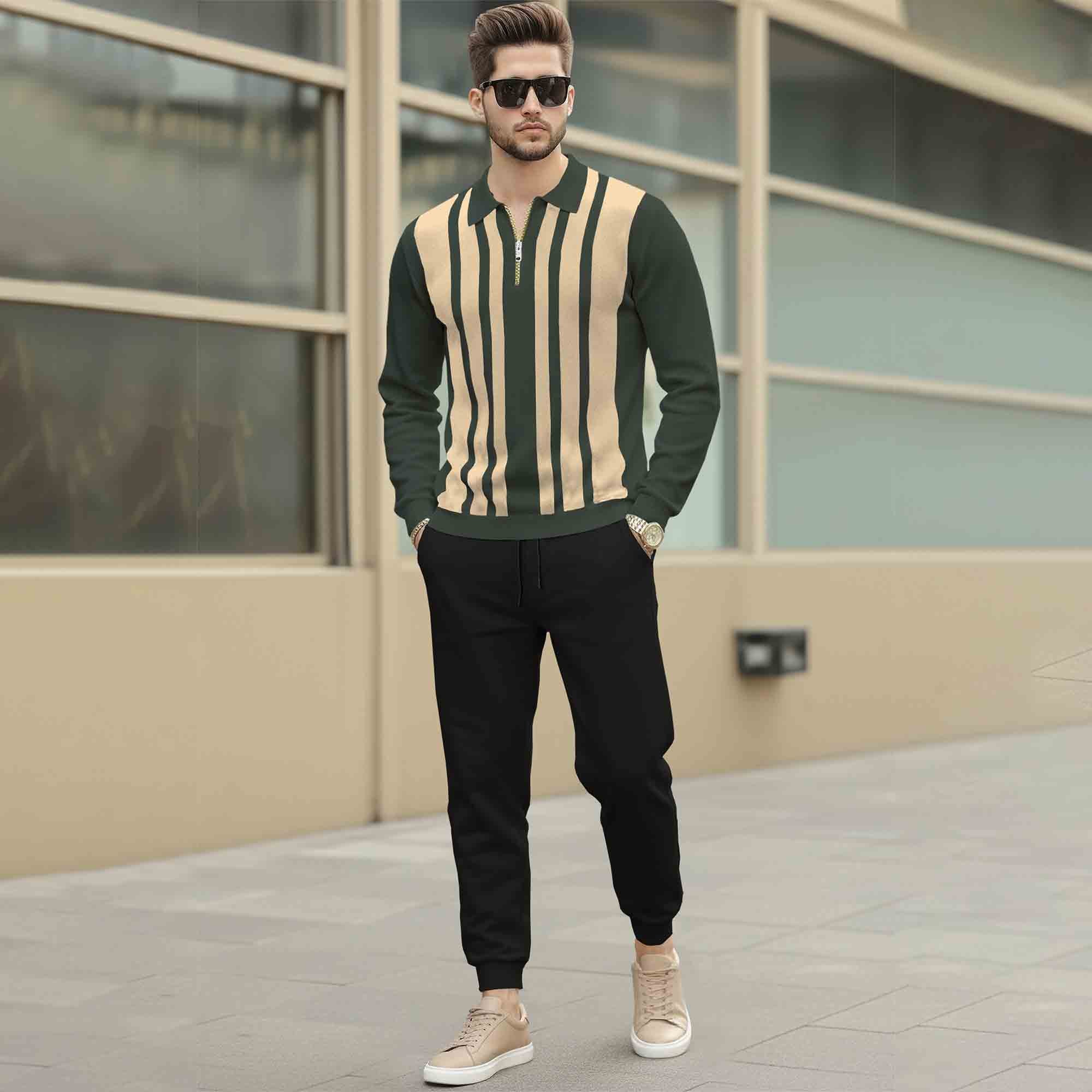 Men Tracksuit Multicolor Full Sleeve Polo T-Shirts & Track Pants-9 Variants