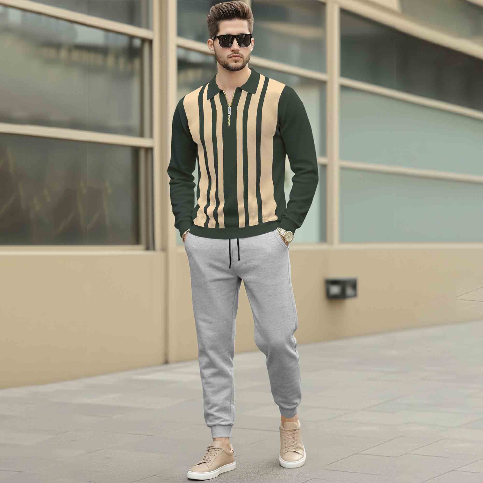 Men Tracksuit Multicolor Full Sleeve Polo T-Shirts & Track Pants-9 Variants
