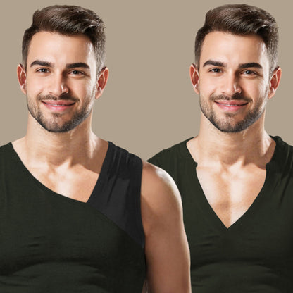 (Pack Of 2) Men Printed Top Tank Olivegreen