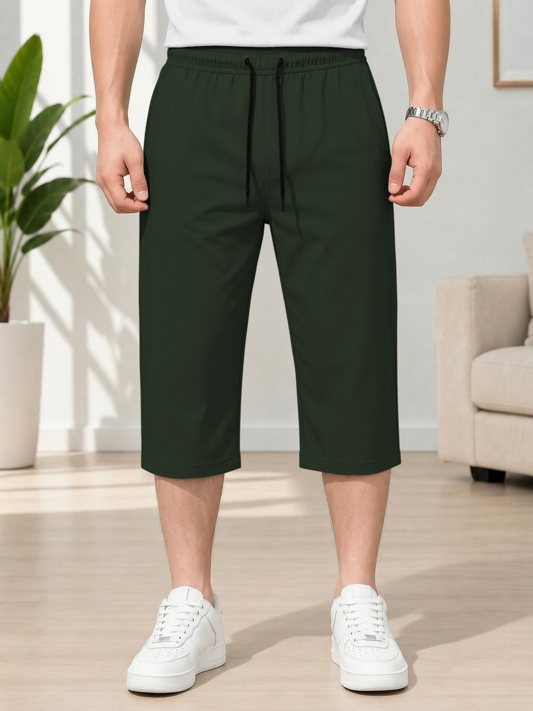 Men's Solid Colors Three-Quarter Casual Shorts