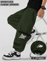 Men olivegreen Printed Baggy fit oversized Cargo Jogger