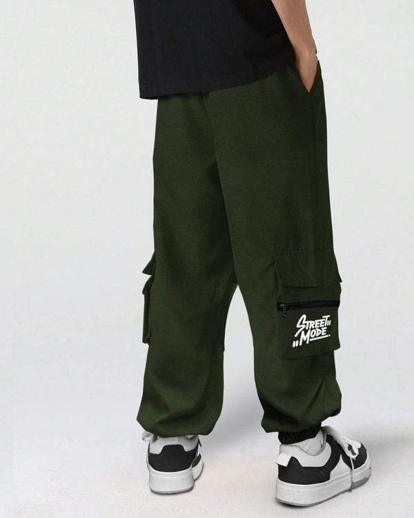 Men olivegreen Printed Baggy fit oversized Cargo Jogger