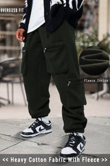 Men Olive Green Printed Baggy fit oversized Cargo Jogger