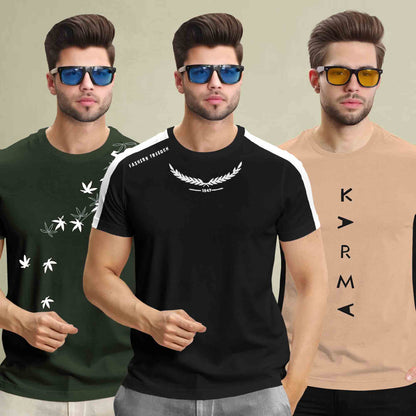 (Pack Of 3) Printed Half Sleeve Tshirts- 12 Variants