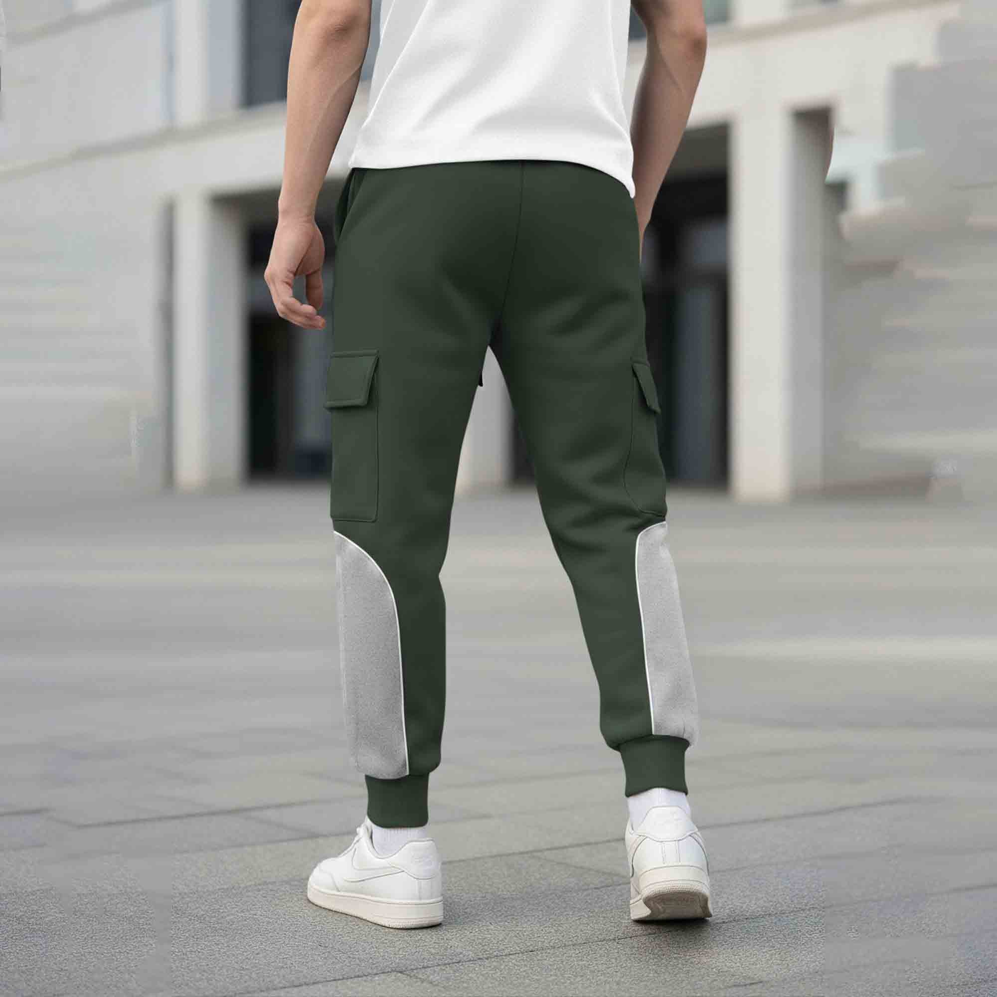 Colorblocked Multipockets Cargo Jogger Olivegreen & Grey