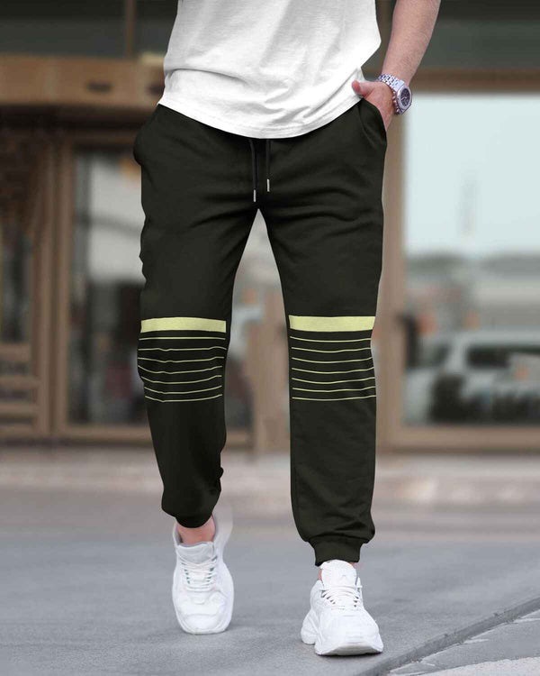 Men Cuffed Printed Jogger Olivegreen