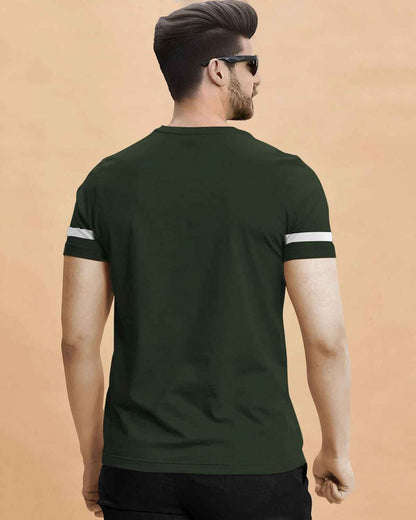 Men Printed Half Sleeve Round Neck Cotton Blend Olivegreen T-Shirt