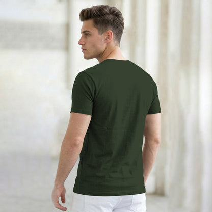 (Pack Of 1) Men Half Sleeve Round Neck Plain Olive Green T-shirt