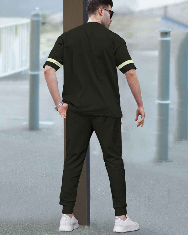 Tracksuit For Men - Half Sleeve Olivegreen T-shirt / Olivegreen Printed Trackpant
